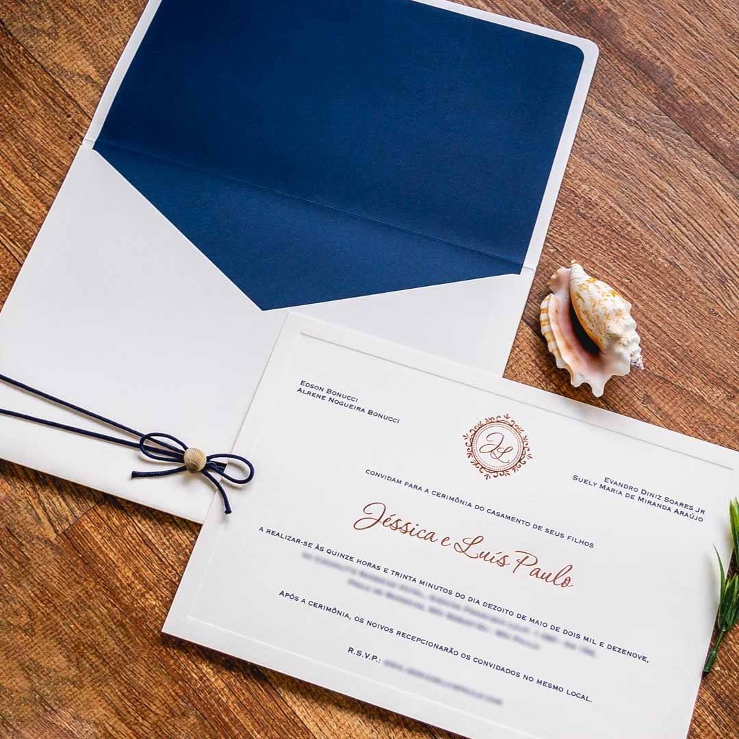 Convite de casamento classic blue